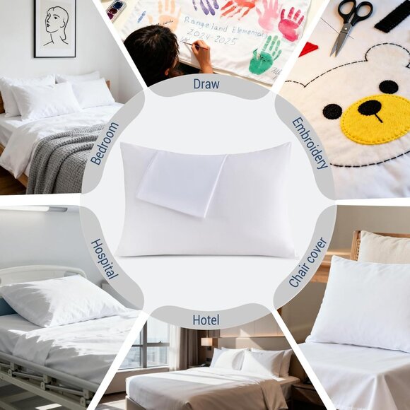 NEW! White Pillowcases Standard 4 Pack, 20x26 Pillow Cases with Envelope Closure - Picture 6 of 7